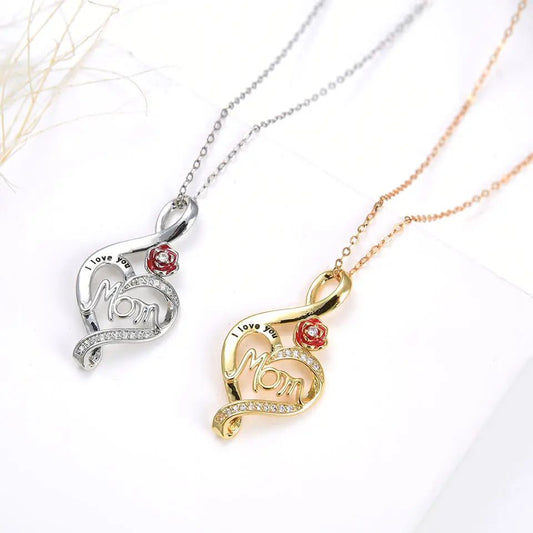 Mom Necklace 18K Yellow Gold Plated/Rhodium Plated
