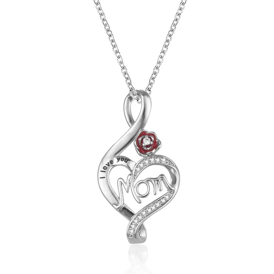 Mom Necklace 18K Yellow Gold Plated/Rhodium Plated