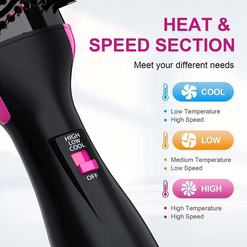 1000W Hair Dryer Brush Hot Air Brush Styler Electric Ion Blow Dryer Brush