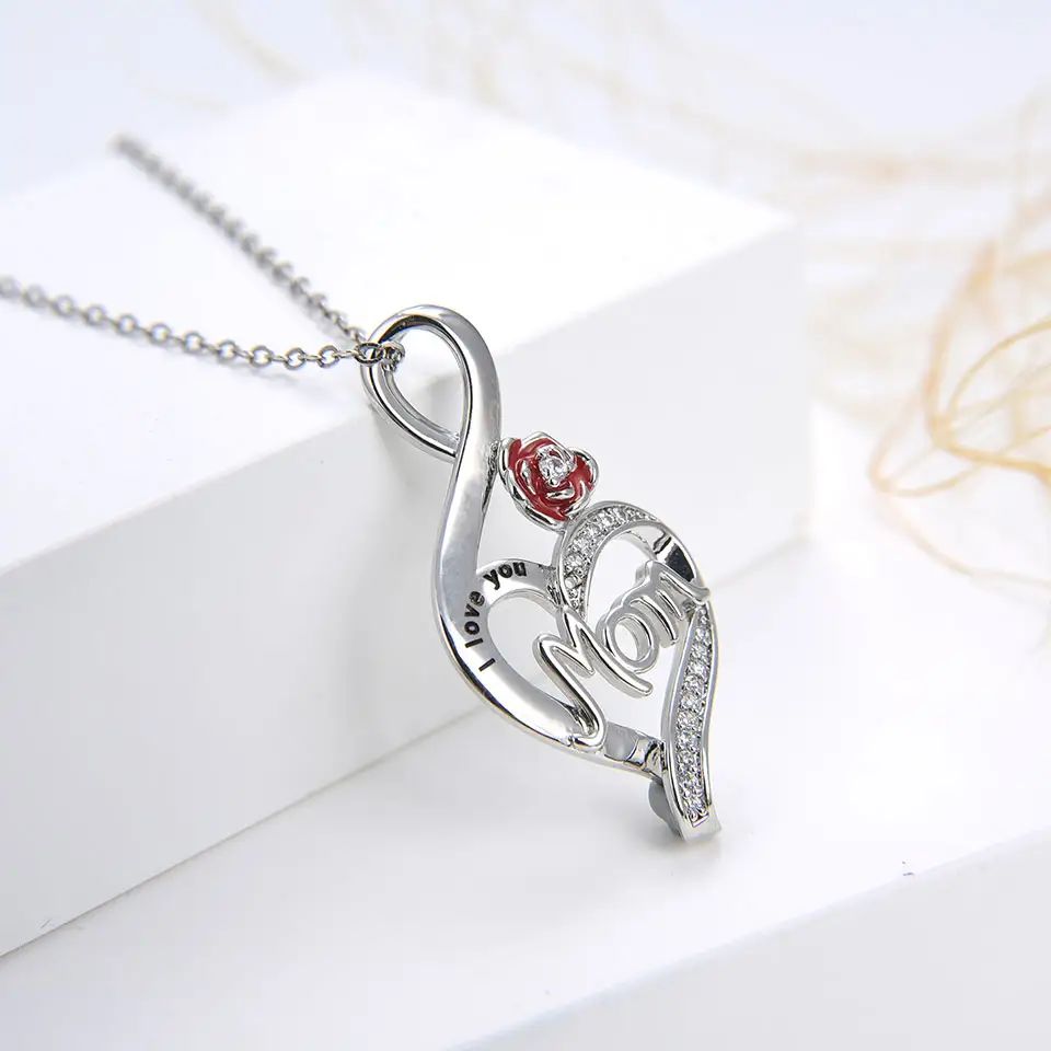 Mom Necklace 18K Yellow Gold Plated/Rhodium Plated