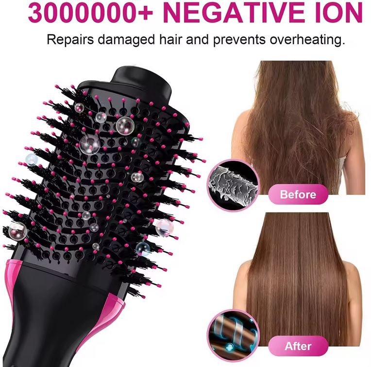 1000W Hair Dryer Brush Hot Air Brush Styler Electric Ion Blow Dryer Brush