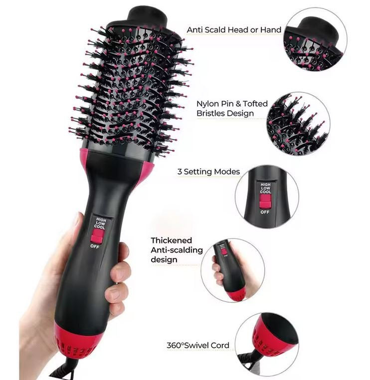 1000W Hair Dryer Brush Hot Air Brush Styler Electric Ion Blow Dryer Brush