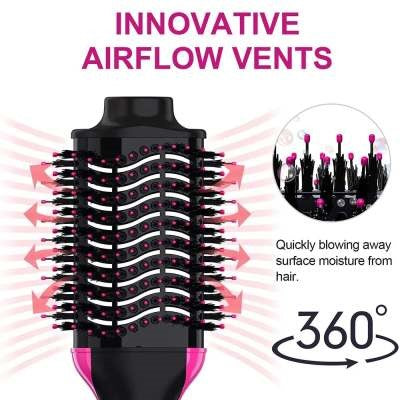 1000W Hair Dryer Brush Hot Air Brush Styler Electric Ion Blow Dryer Brush