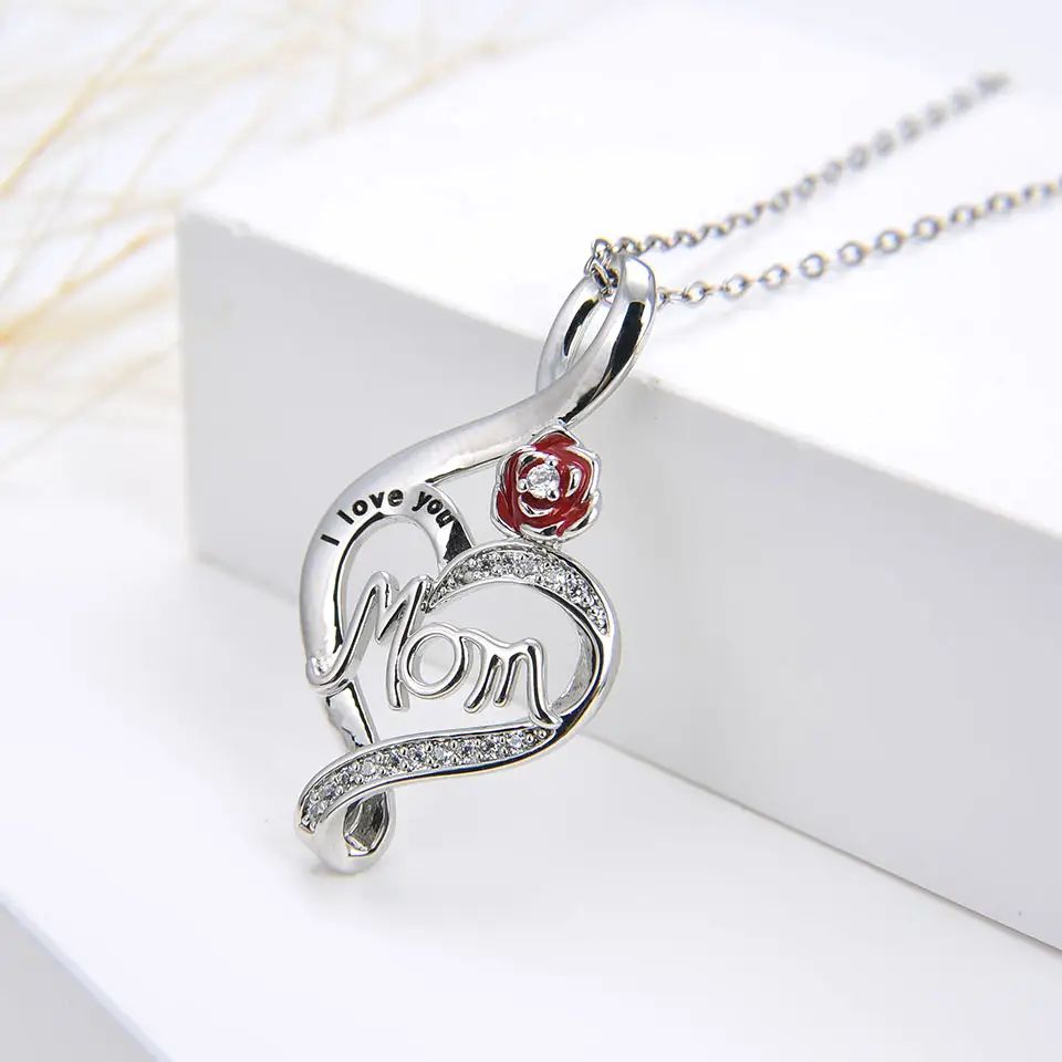 Mom Necklace 18K Yellow Gold Plated/Rhodium Plated