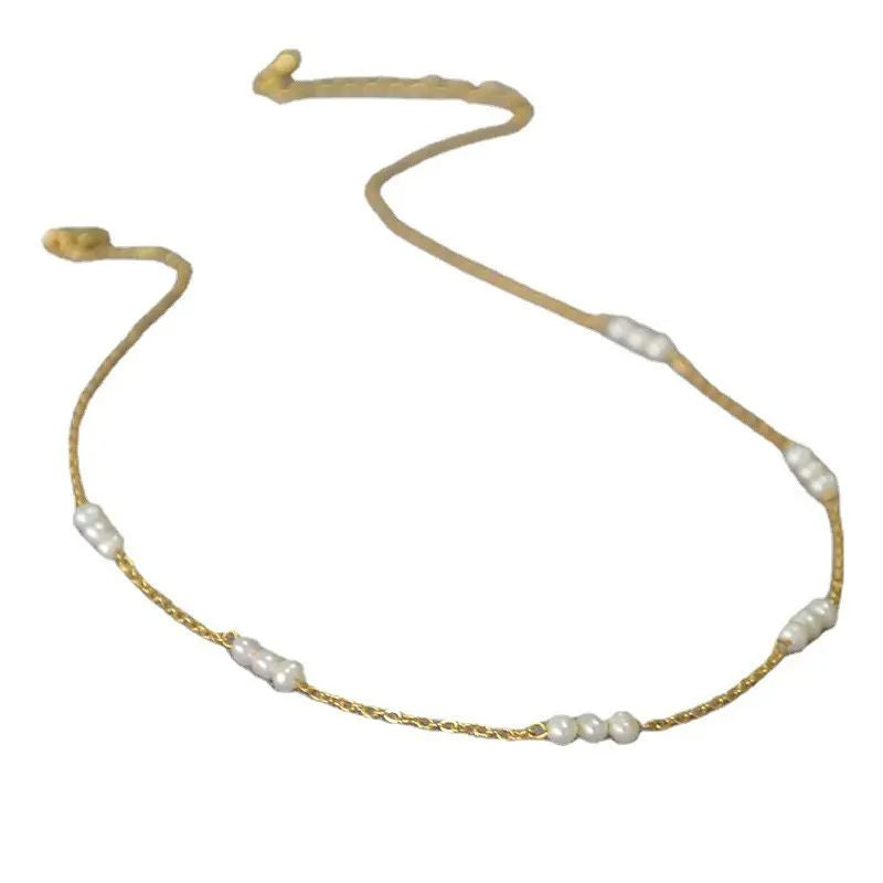 Genuine Freshwater Seed Bead Pearl & Chain Necklace