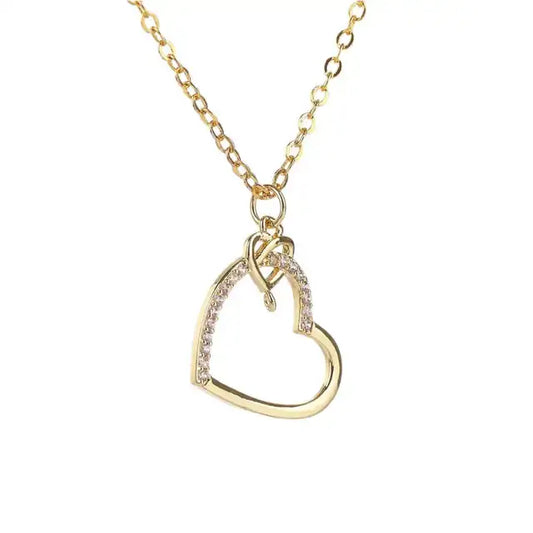 Hollow Double Heart Necklace