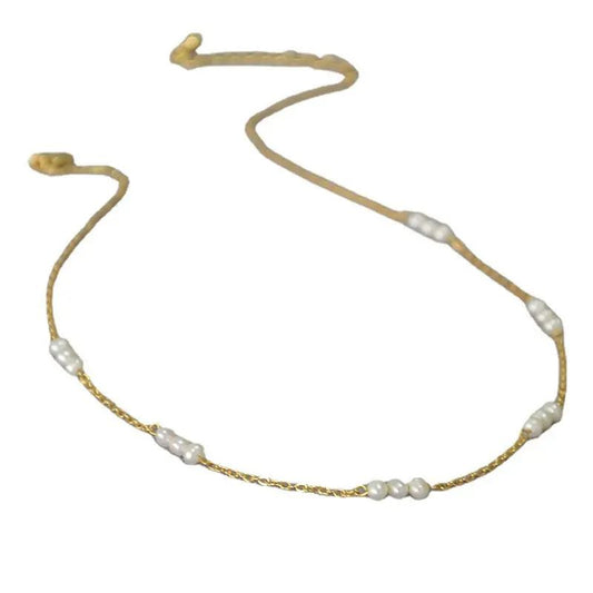 Genuine Freshwater Seed Bead Pearl & Chain Necklace